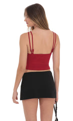 Corset V-Neck Top in Red