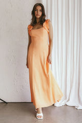 Bronte Ruffle Strap Midi Dress Papaya
