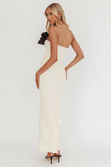 Lonnie Neckline Decoration Maxi Dress Cream
