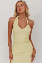 Always Ready Asymmetric Hem Halter Top Sage