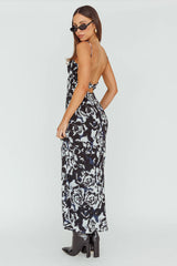 Nerida Twist Back Maxi Dress Swirl Black