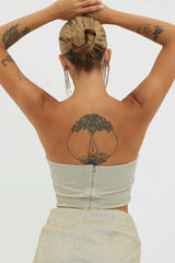 Tamira Strapless Bustier Crop Top Silver/Gold