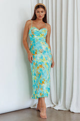 Golden Sands Cami Strap Maxi Dress Floral Teal