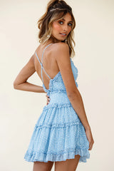 Laney Low Back Cami Strap Dress Speckle Print Blue