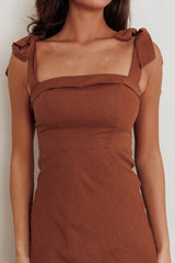 Appreciate You Tied Shoulder Maxi Dress Chocolate