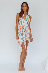 Euro Trip Halter Wrap Mini Dress Orange