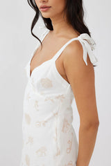 Jaya Tied Shoulder Maxi Dress Print Beige