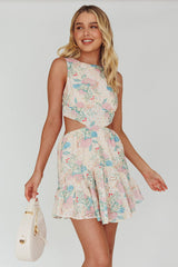Jinx Open Back Flounce Mini Dress Pink