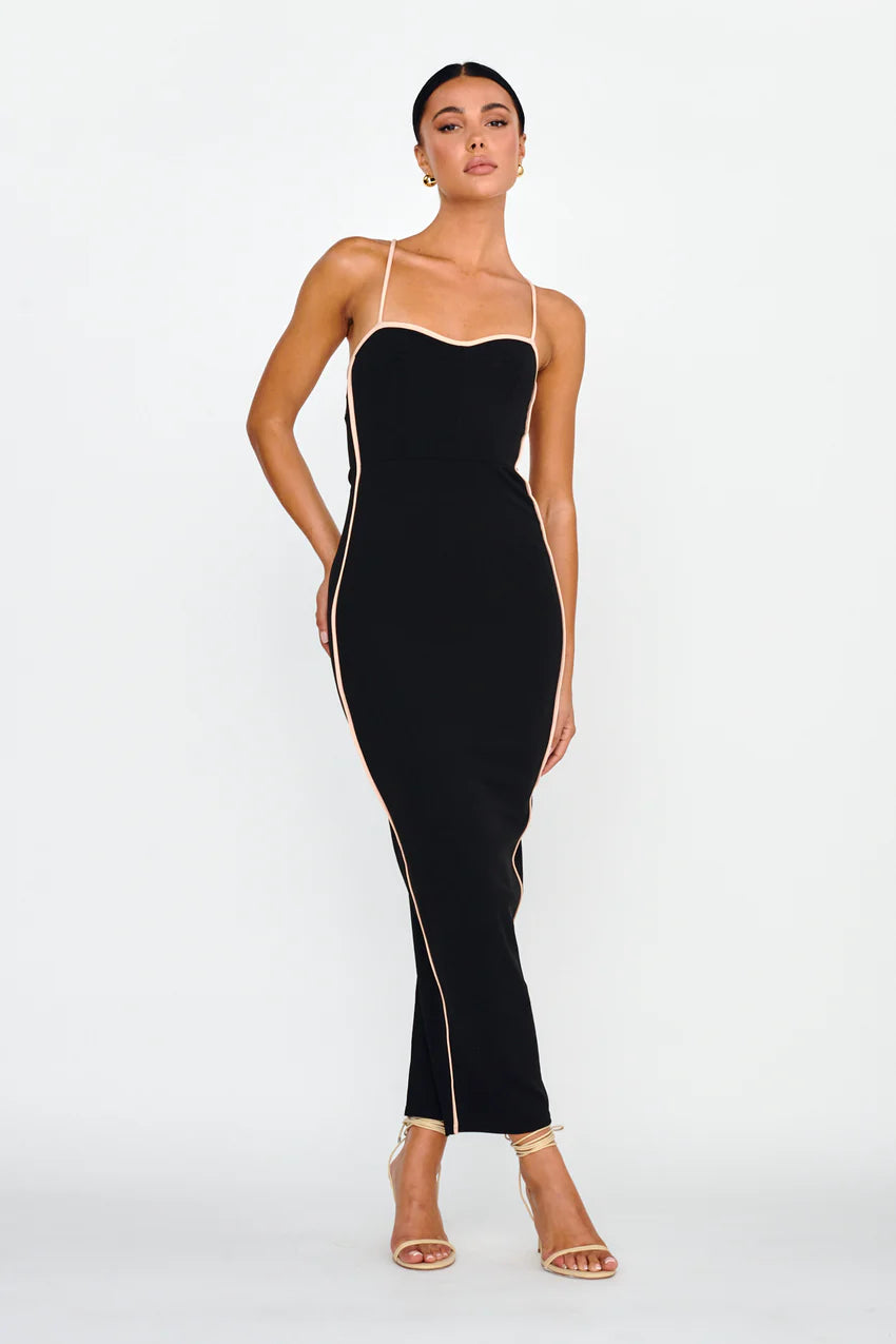 Future Awaits Lace-Up Back Maxi Dress Black