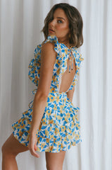 Weekend Muse Sleeveless Layered Frill Romper Floral White