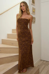 Artice Strapless Maxi Dress Lace Chocolate