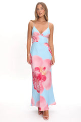 Floating Strappy Low Back Maxi Dress Orchid Blue