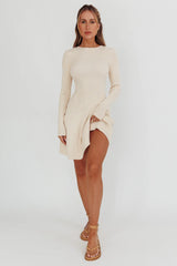 Intuitions Long Sleeve Ribbed Knit Dress Cream