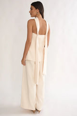 Florene Strapless Split Scarf Pants Vanilla