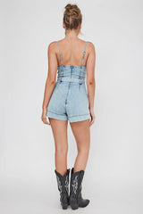 Laureen Pocket Romper Denim