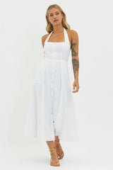 Marybeth Halterneck Midi Dress White