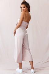 Khloe Summer Bow Tie Jumpsuit Blush