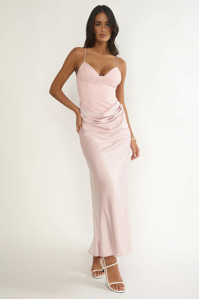 Faelis Draped Waist Maxi Dress Pink