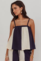 Dream Girl Braided Strap Contrast Top Midnight