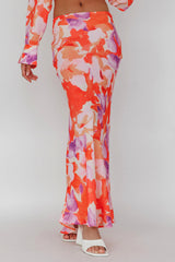 Vacation Midi Skirt Floral Orange/Purple