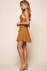 Janey Applique A-Line Dress Tan