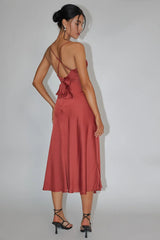 Linka Cami Strap Midi Dress Chocolate