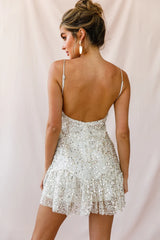 Shine Spaghetti Strap Sequin Mini Dress Champagne