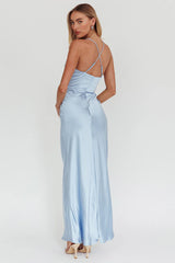 Summer Of Love Lace Trim Maxi Dress Blue