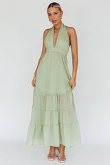 Jalisco Sun Halterneck Maxi Dress Mint